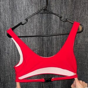 Red Scoop Neck Bralette with Buckle in front
